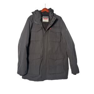 Levis Coat Parka Men XXL Blk Hooded Sherpa Lined Full Zip Snap Work Winter Field